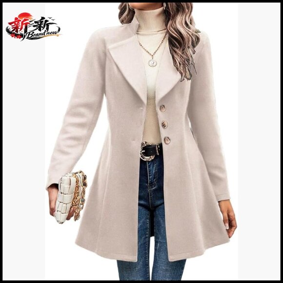 Wool Pea Coat Trench Coat Long Sleeve Fitted Overcoat